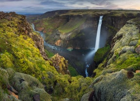 Háifoss waterfall is located in quite remote location but it is certainly worth the visit to see it fall an astonishing 120-metres.