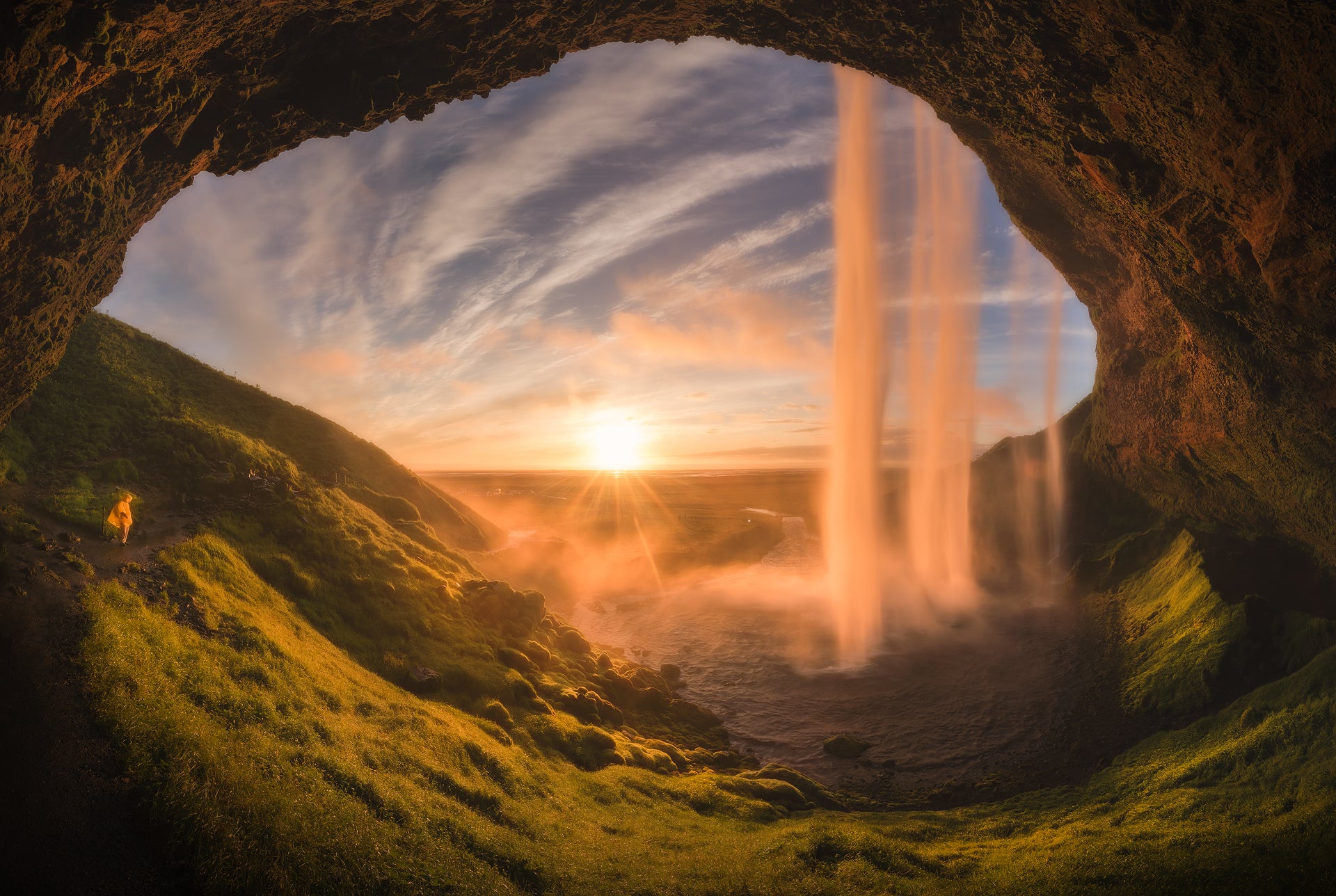 Seljalandsfoss in the Midnight Sun. Photo by: 'Kaspars Dzenis'.