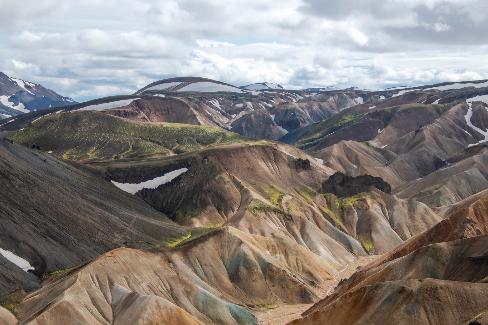 A view to the colourful Torfajokull glacier and caldera A view to the colourful Torfajokull glacier and caldera