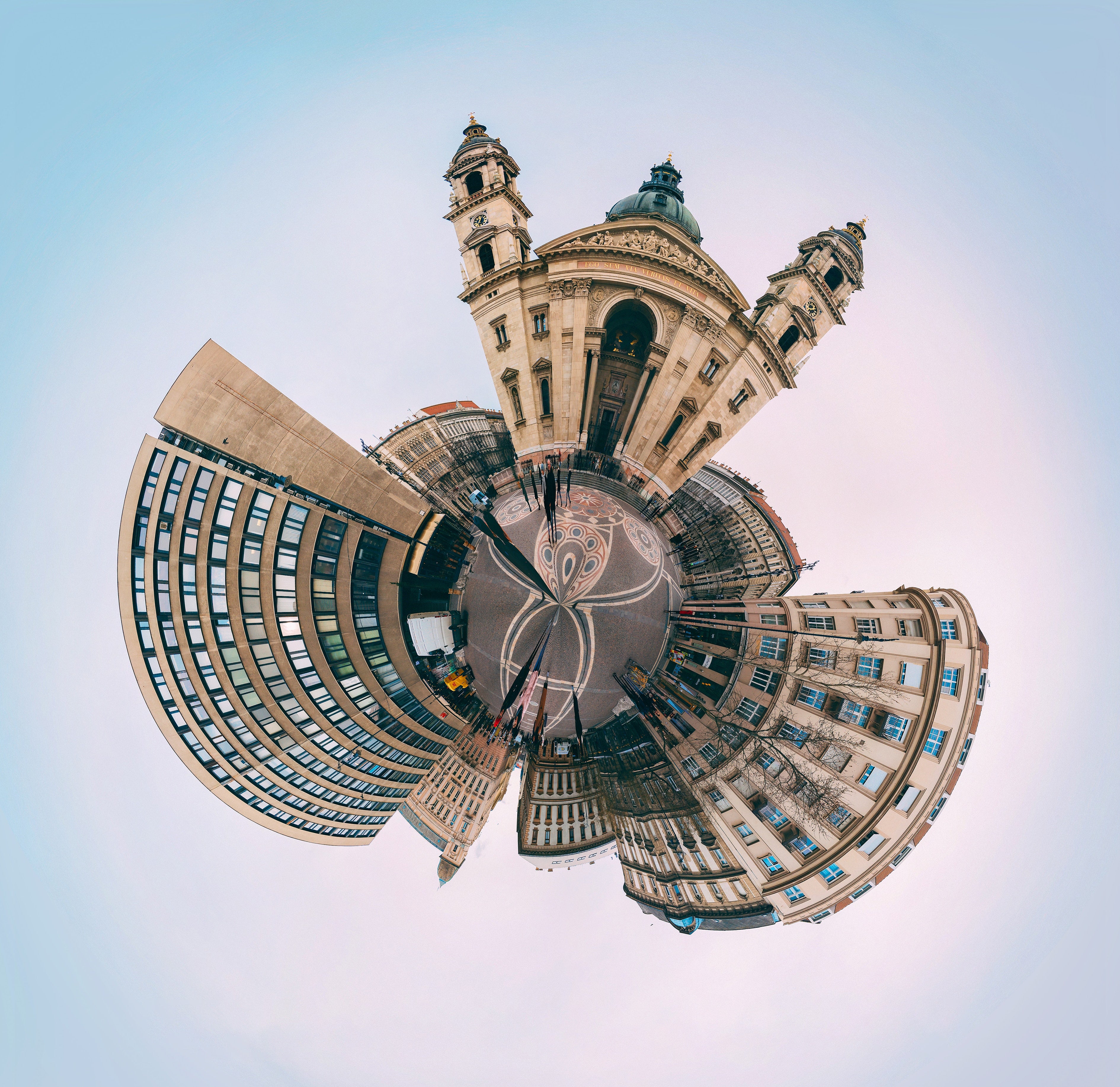 A scene showing buildings with circular distortion - types of cameras | digital