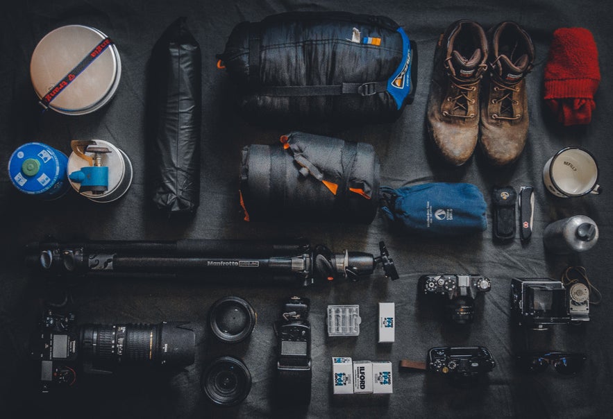A top-down view of camera gear | DSLR Accessories A top-down view of camera gear | DSLR Accessories