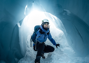 Journey into the frozen depths and marvel at the mesmerizing beauty of an ice tunnel.