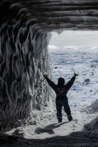 Step inside an artificial ice tunnel cave to explore the inner workings of the Langjokull glacier.