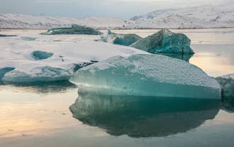 Massive icebergs float in the cold waters of Jokulsarlon.