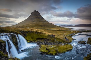 Mount Kirkjufell is known for its very distinct shape and peak.