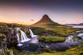 Kirkjufellsfoss waterfall makes an excellent foreground to Kirkjufell mountain.