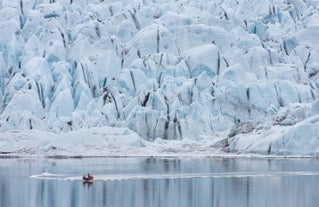 The glaciers surrounding Fjallsarlon are massive and make up the mighty Vatnajokull National Park.