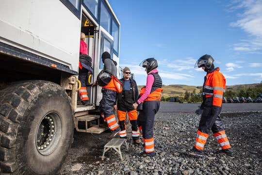 Thrilling 10.5-Hour South Coast Glaciers and Waterfalls Tour with Guided Snowmobile Ride