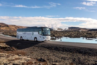 You'll travel in a comfortable coach for your 10-hour Golden Circle and Blue Lagoon tour.