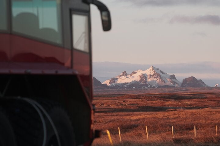 Unleash your sense of adventure as our powerful monster truck takes you on a thrilling journey through the snowy landscapes of Langjokull Glacier.