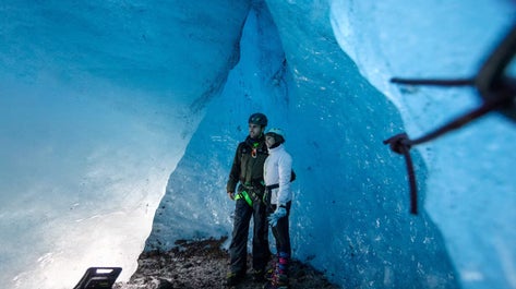 Discover the mesmerizing wonders inside the breathtaking blue ice cave.