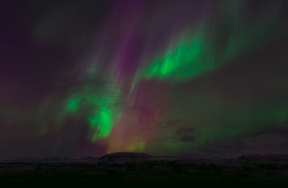 The northern lights fill the sky in Southwest Iceland.
