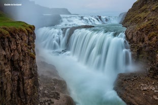 Gullfoss waterfall boasts power and beauty on Iceland's Golden Circle sightseeing route.
