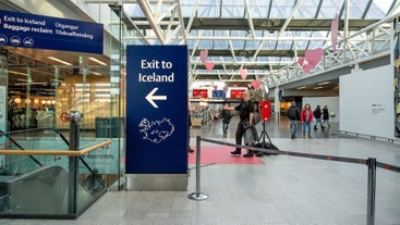 The arrivals hall at Keflavik International Airport.